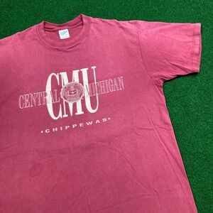 Vintage Central Michigan Chippewas Shirt Mens L Red White NCAA Football 90s USA